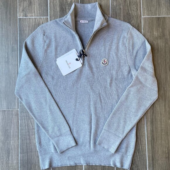MONCLER MEN'S HALF ZIPPERED CASUAL SWEATERS LARGE - Picture 1 of 9